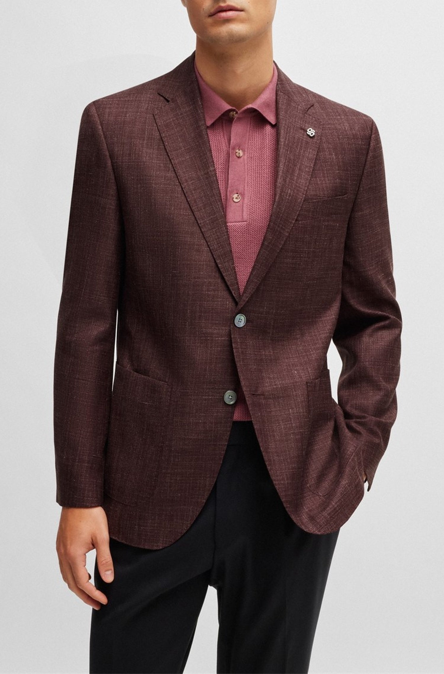 Veste de costume Janson en laine & soie - Open Red