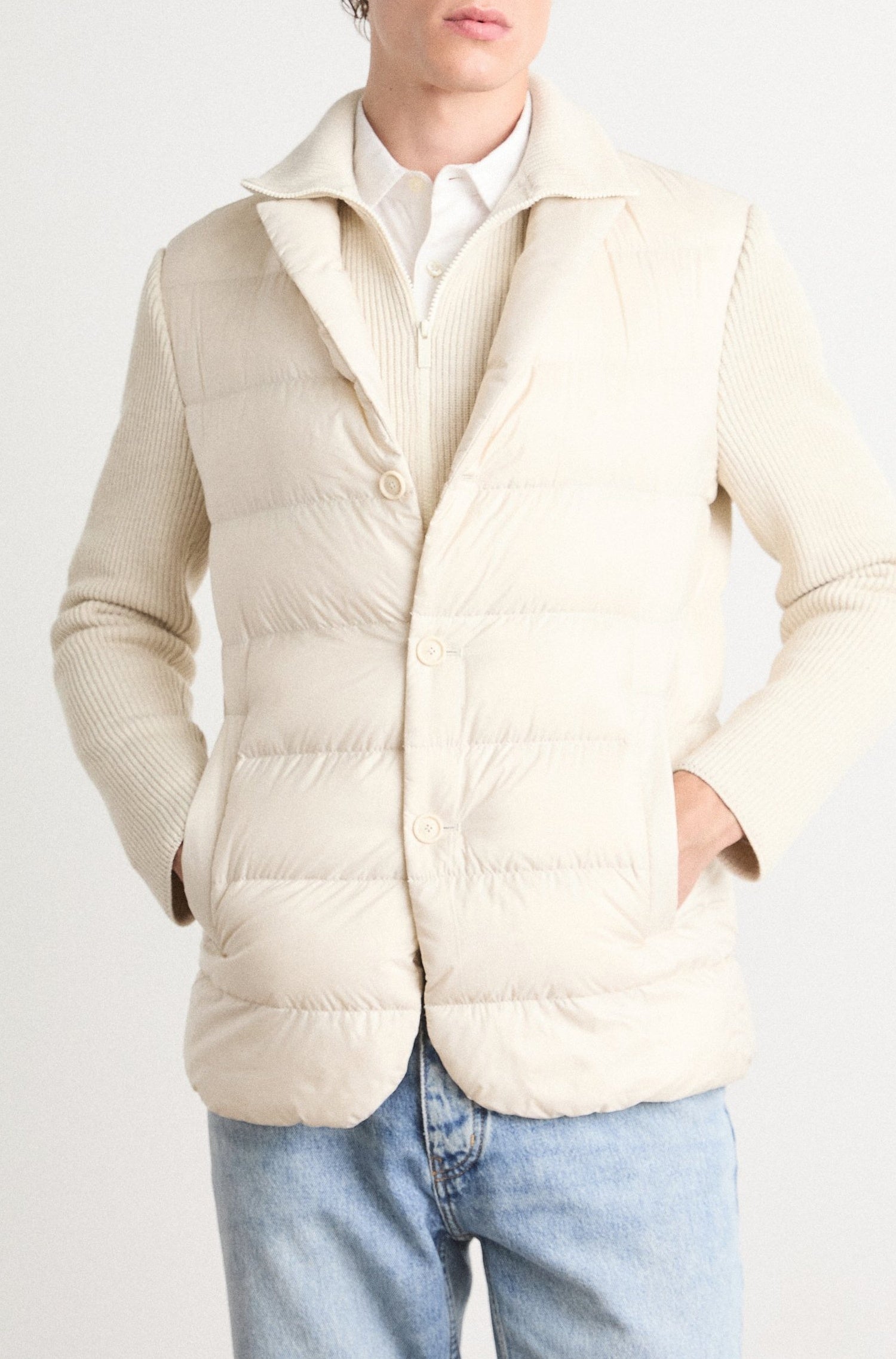 Blazer doudoune Hanry avec plastron - Open White