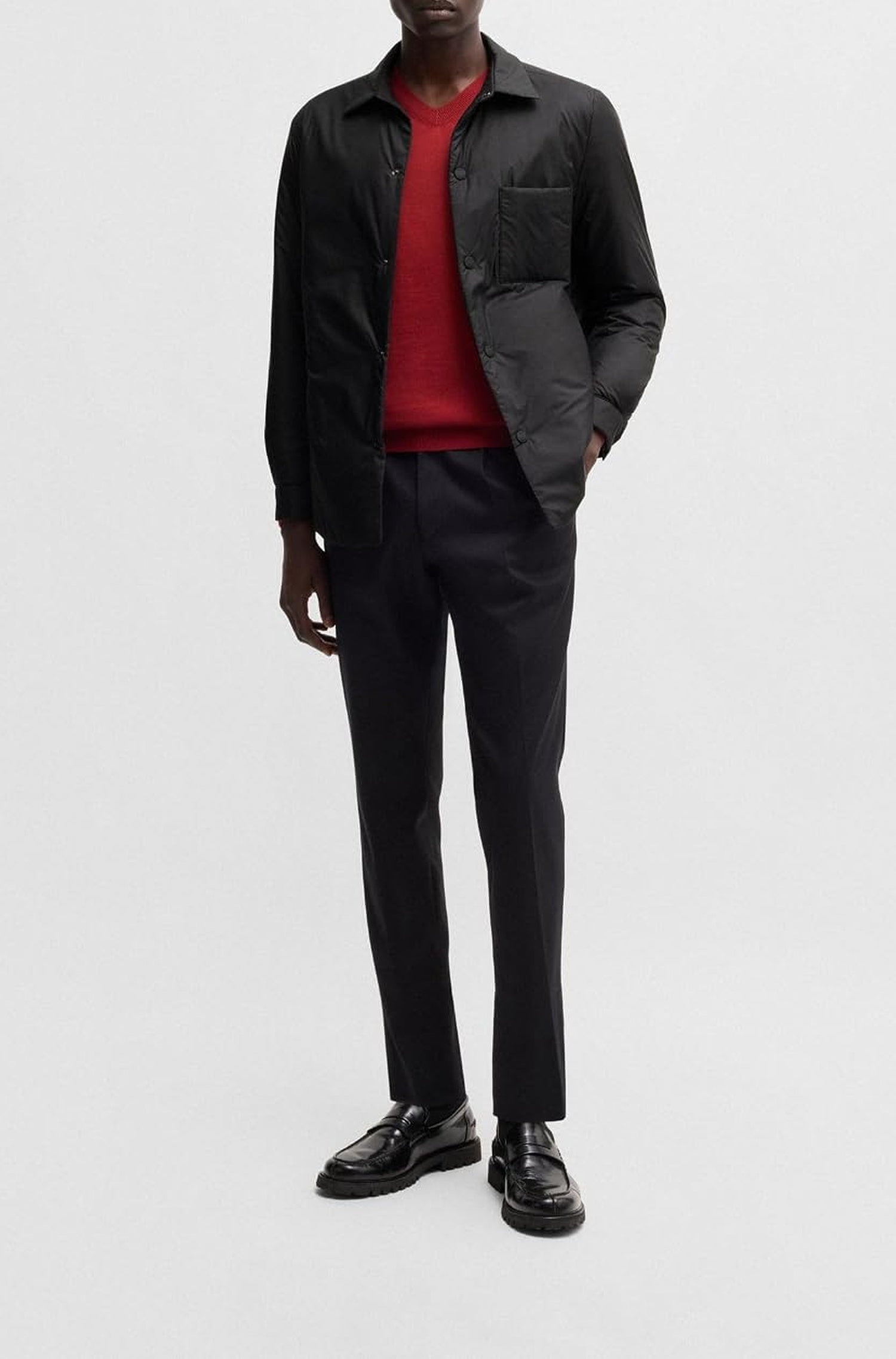 Chemise matelassée Carper avec poche - Black