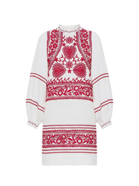 Robe courte brodée Huragian - Cream