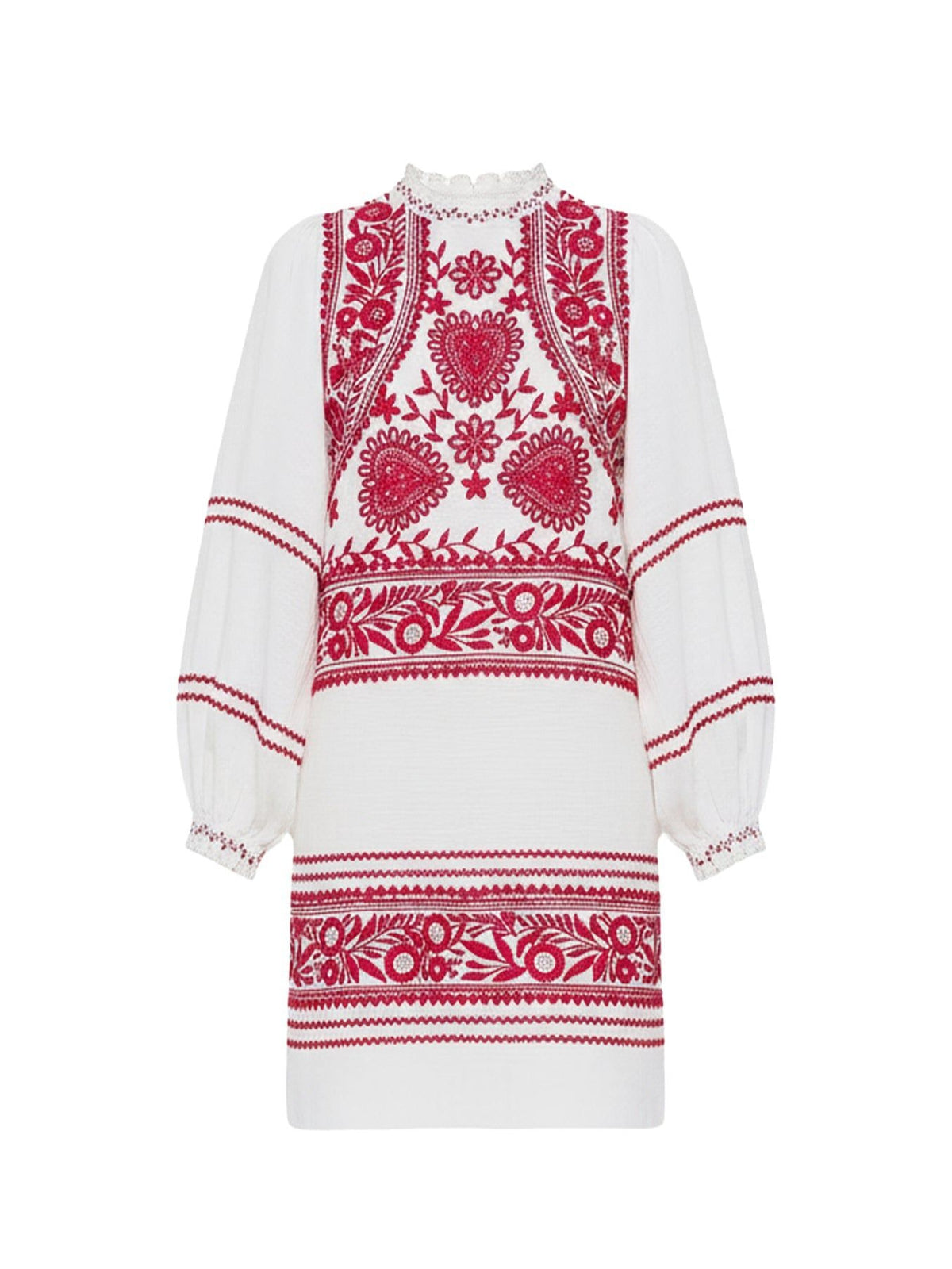 Robe courte brodée Huragian - Cream