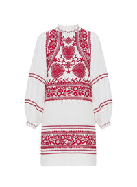 Robe courte brodée Huragian - Cream