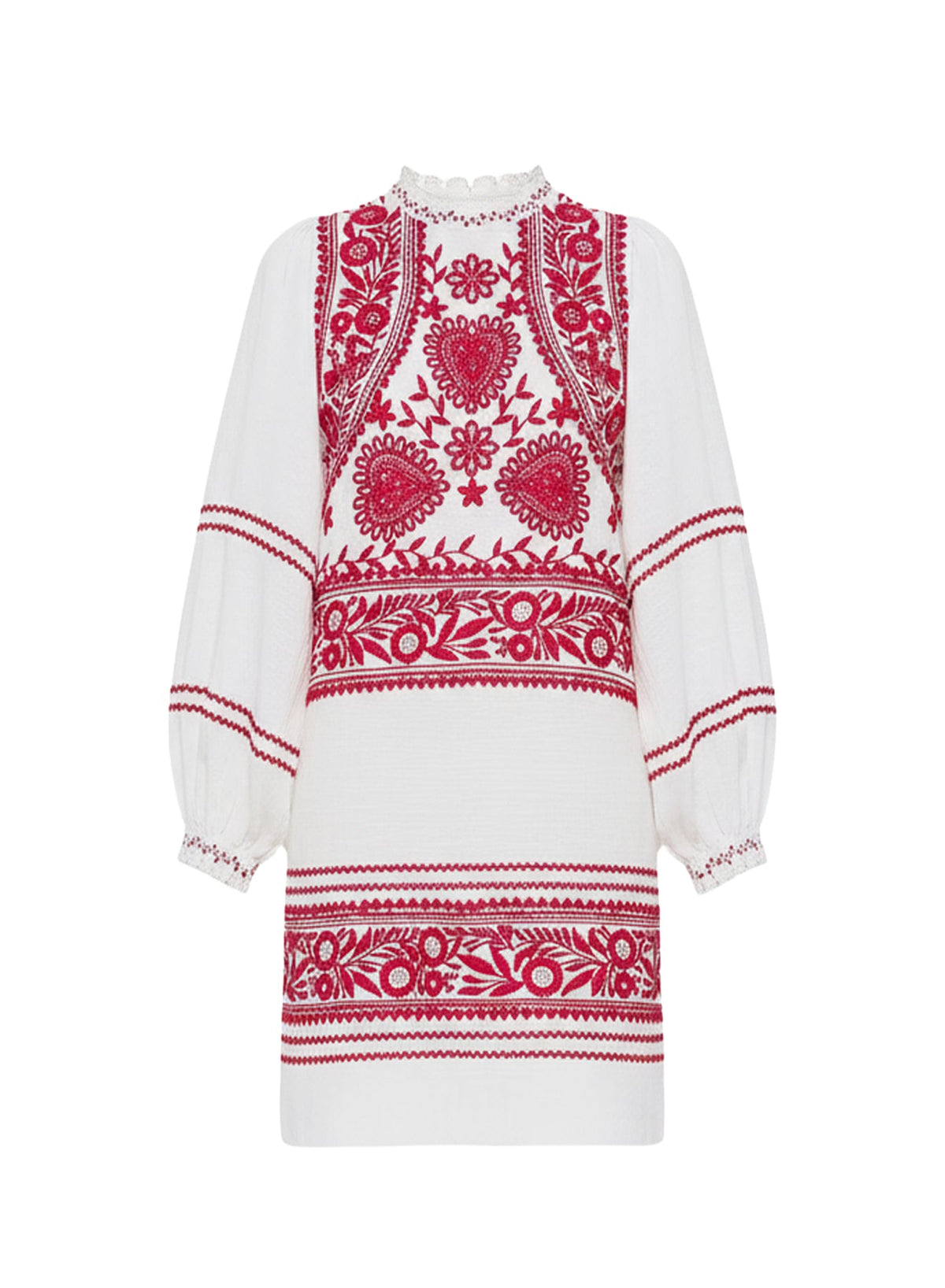 Robe courte brodée Huragian - Cream