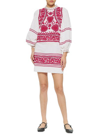 Robe courte brodée Huragian - Cream