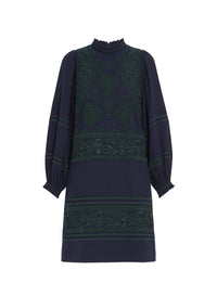 Robe courte brodée Huragian - Navy