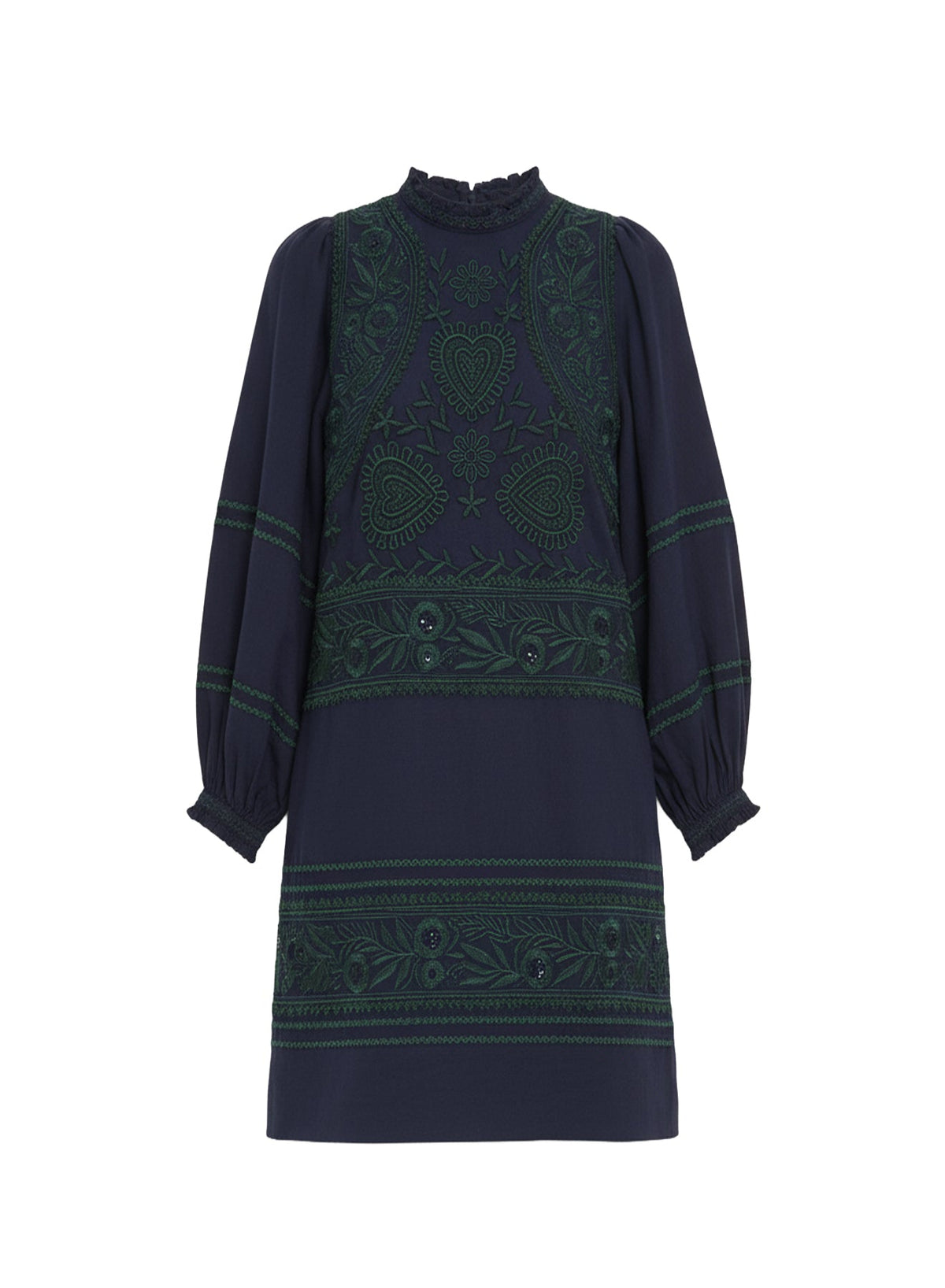 Robe courte brodée Huragian - Navy