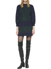 Robe courte brodée Huragian - Navy