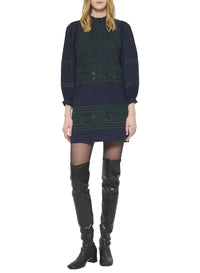 Robe courte brodée Huragian - Navy