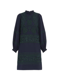 Robe courte brodée Huragian - Navy