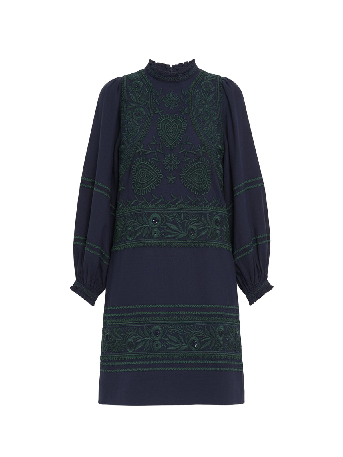 Robe courte brodée Huragian - Navy