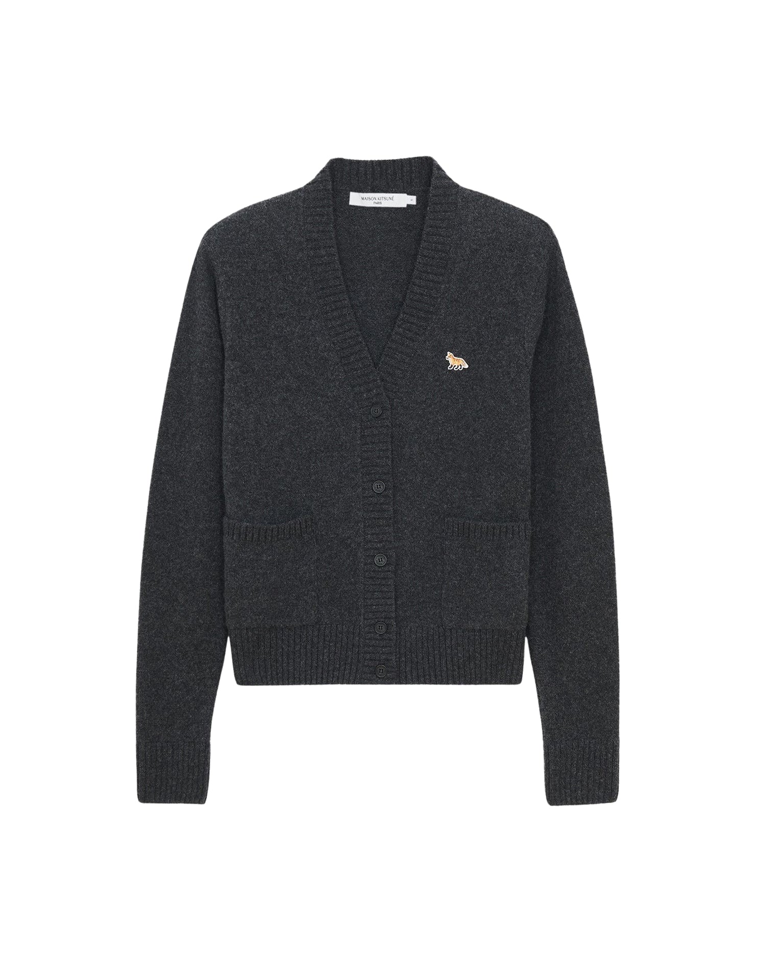 Cardigan Baby Fox à col V en laine - Dark Grey Melange