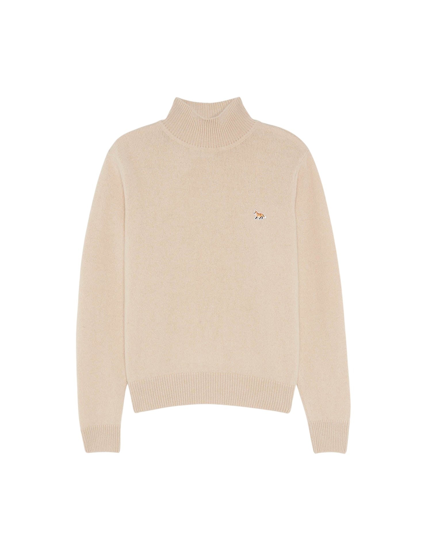 Pull Baby Fox à col roulé en laine - Beige