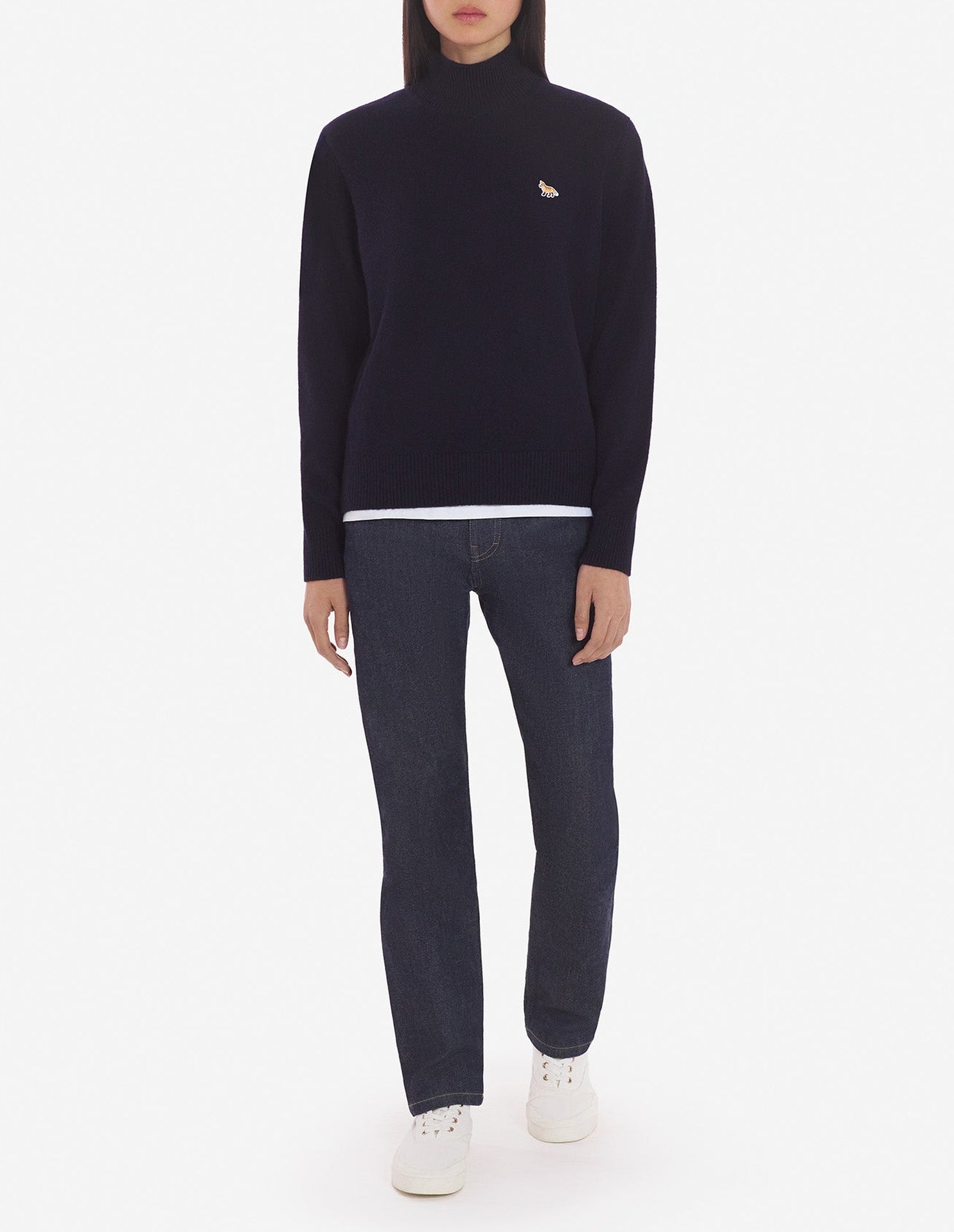 Pull Baby Fox à col roulé en laine - Navy