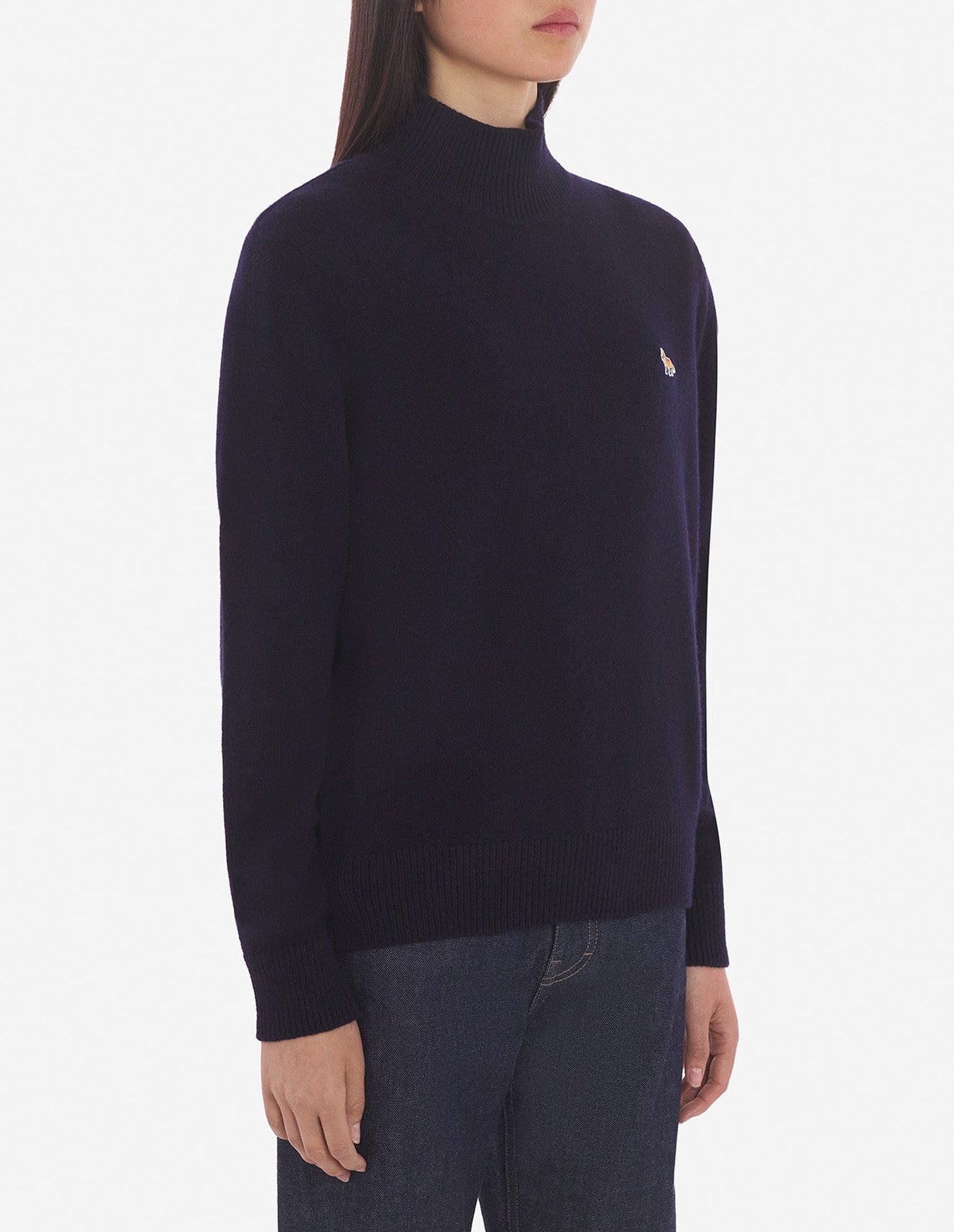 Pull Baby Fox à col roulé en laine - Navy