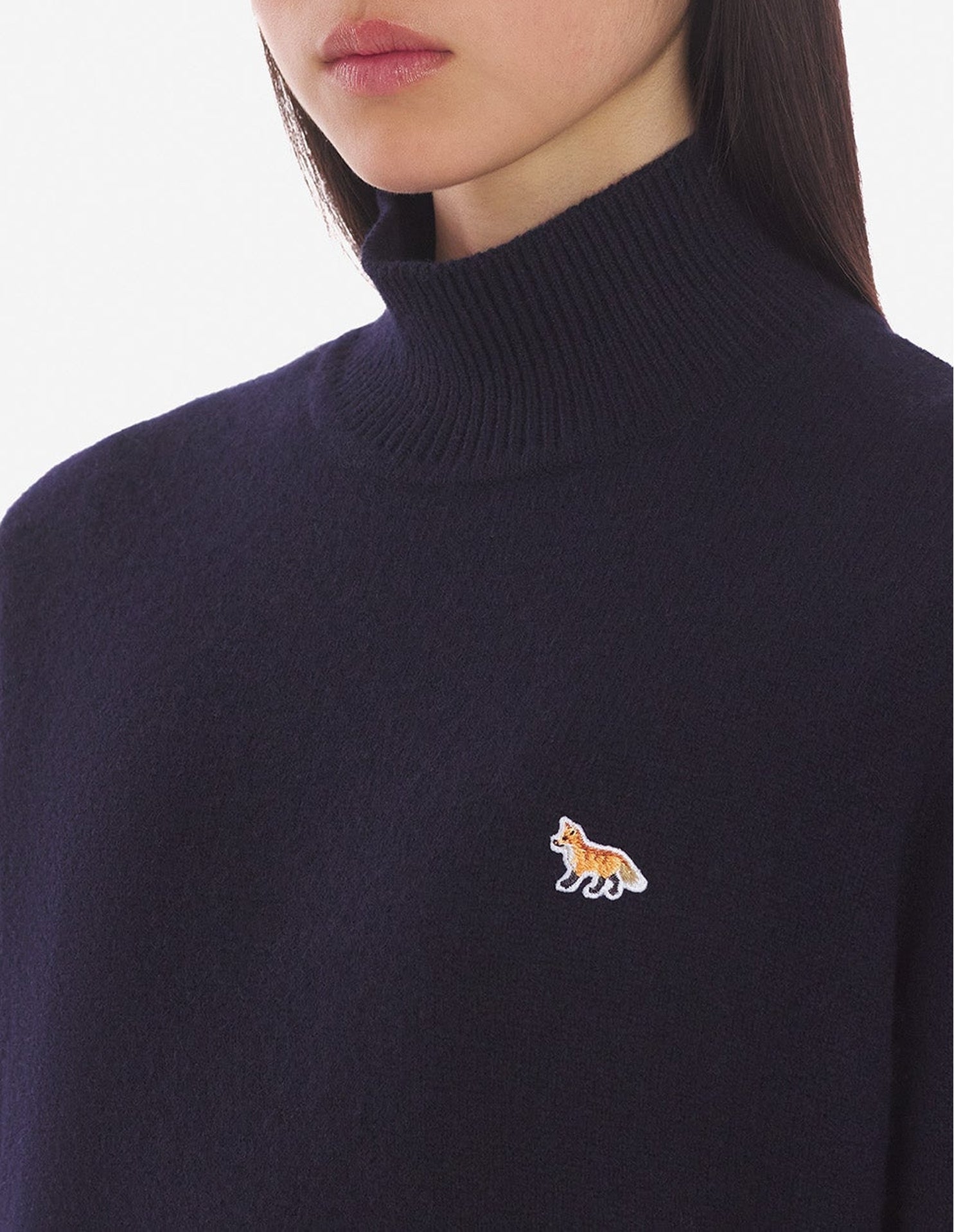 Pull Baby Fox à col roulé en laine - Navy
