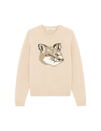 Pull avec écusson en laine - Beige