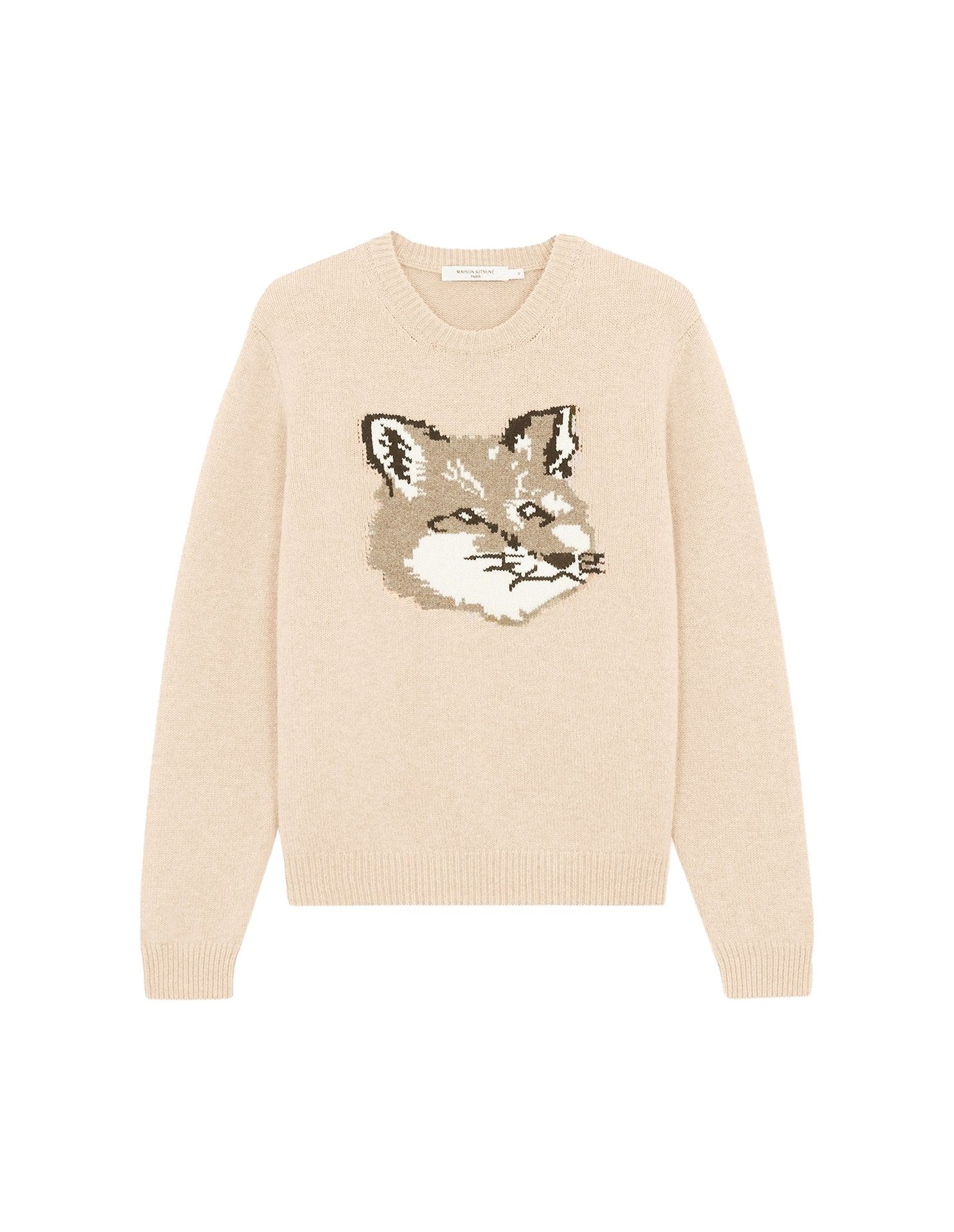 Pull avec écusson en laine - Beige