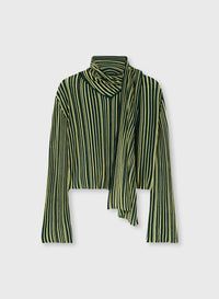 DARK GREEN AND YELLOW STRIPED SCARF CREWNECK