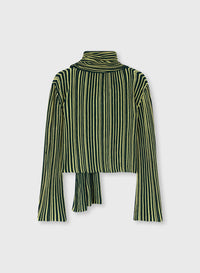 DARK GREEN AND YELLOW STRIPED SCARF CREWNECK