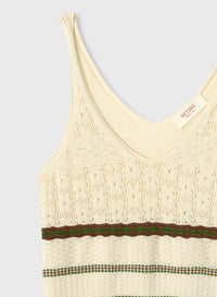 BUTTER, TOBACCO, GREEN MIX STITCH KNIT TOP