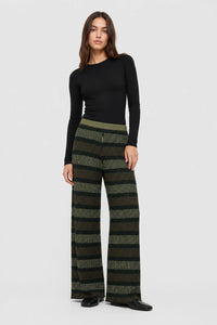 GREEN, TAUPE AND YELLOW WINDOWS LONG PANTS