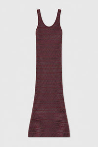 MAUVE MICRO-CHECK KNITTED LONG DRESS