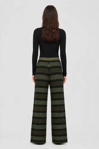 GREEN, TAUPE AND YELLOW WINDOWS LONG PANTS