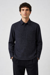 NAVY LONG SLEEVES POLO SHIRT WITH POCKET