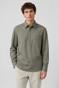 GREY LONG SLEEVES POLO SHIRT WITH POCKET