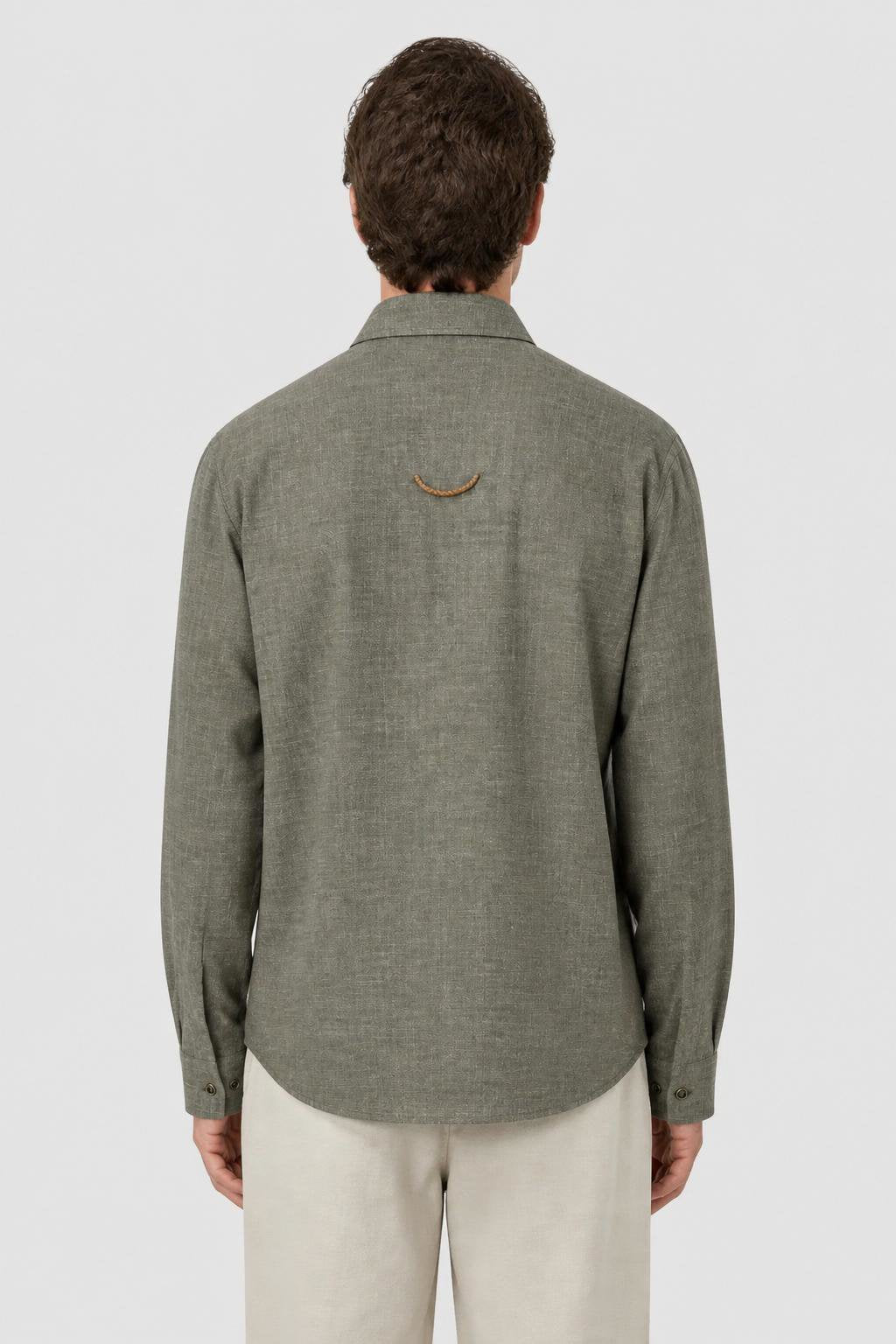 GREY LONG SLEEVES POLO SHIRT WITH POCKET