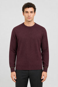 AMARANTH AND GREEN CUFF MICRO CHECK DETAIL CREWNECK