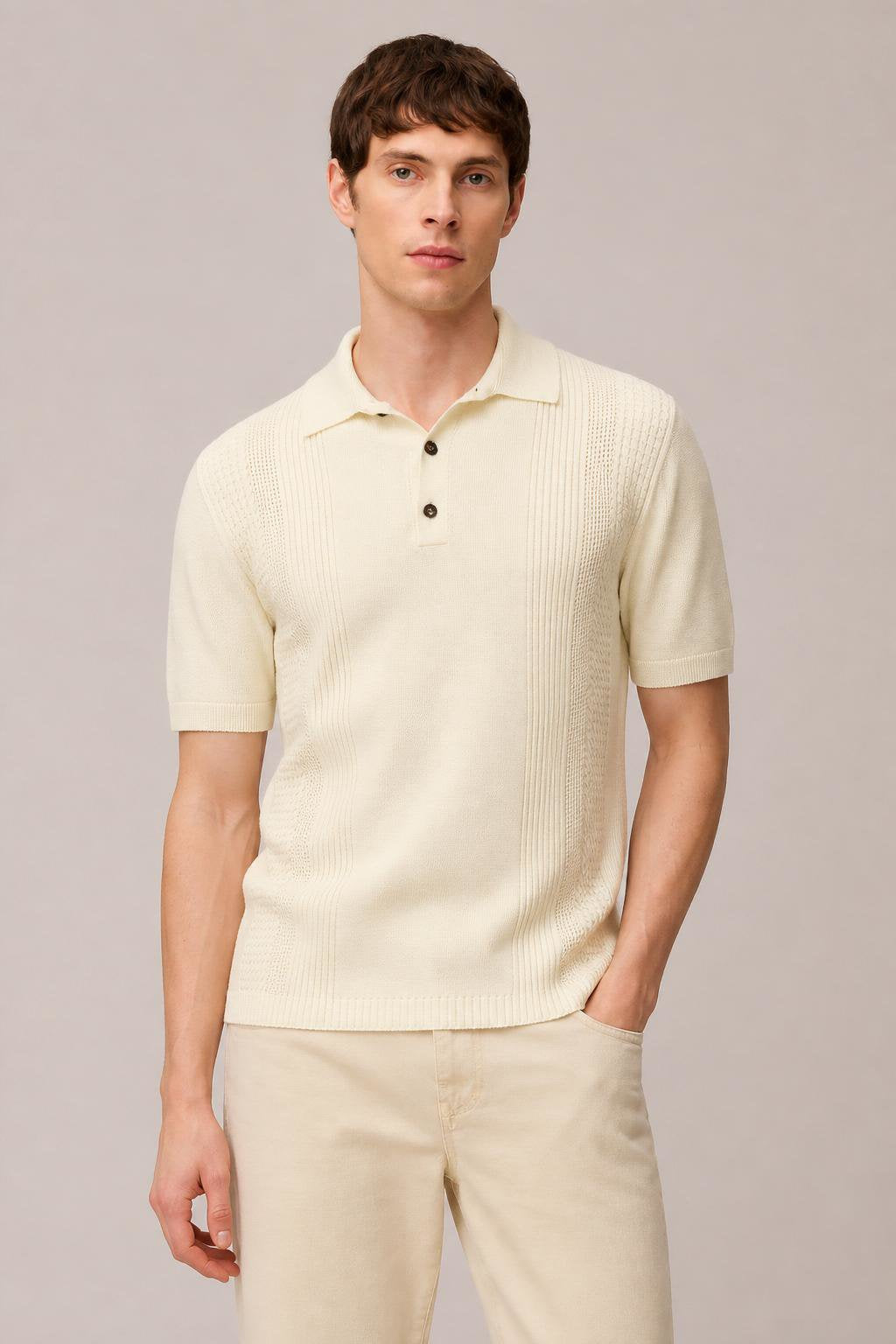 BUTTER MIX STITCHES KNIT POLO