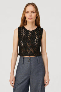 BLACK LUREX KNOT MOTIF CROP TOP
