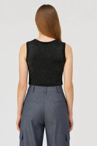 BLACK LUREX KNOT MOTIF CROP TOP