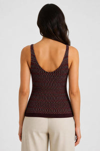 MAUVE MICRO-CHECK KNITTED TANK TOP