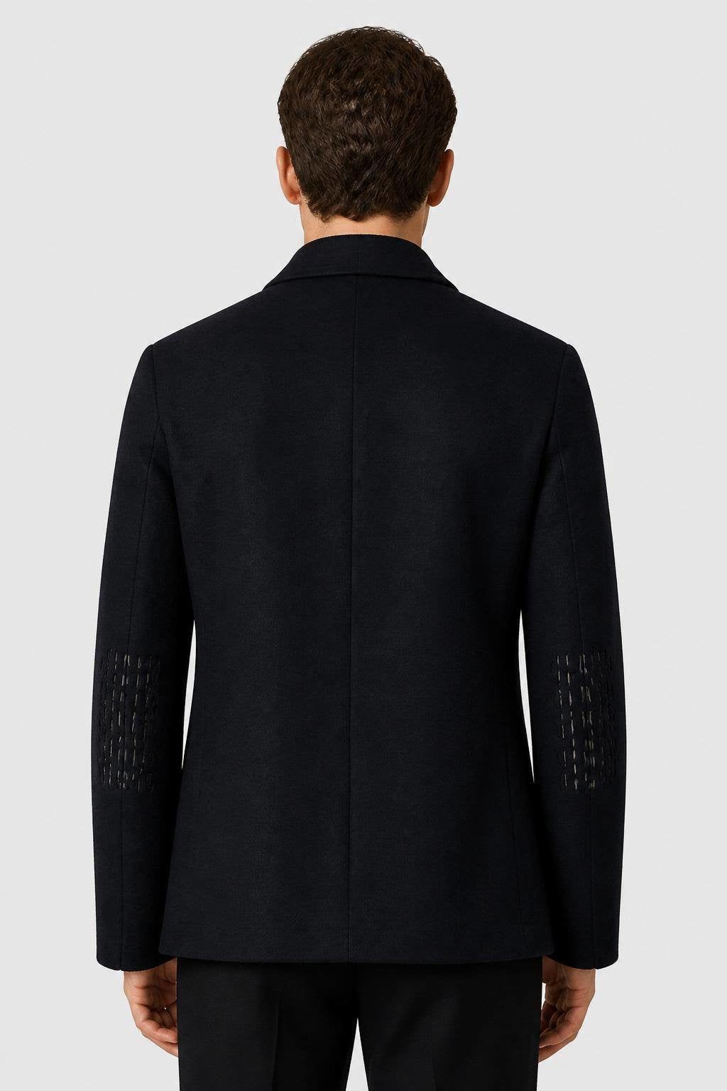 NAVY AND BLACK BICOLOR DOUBLE JACKET WITH EMBROIDERED DETAIL
