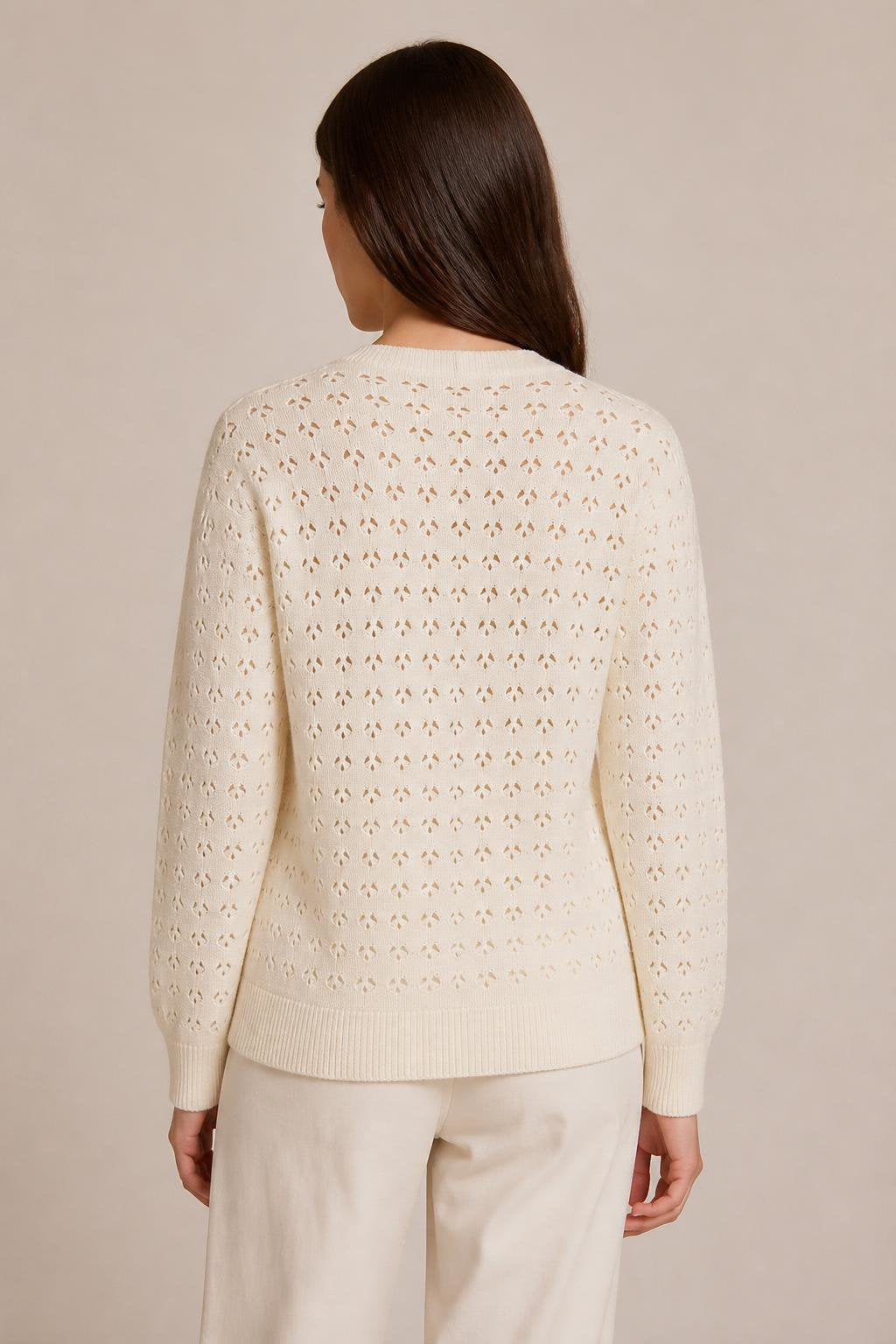 BUTTER COTTON AND SILK OPENWORK KNIT CARDIGAN