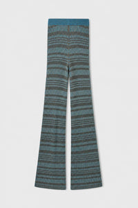 TURQUOISE MICRO-CHECK KNITTED PANTS