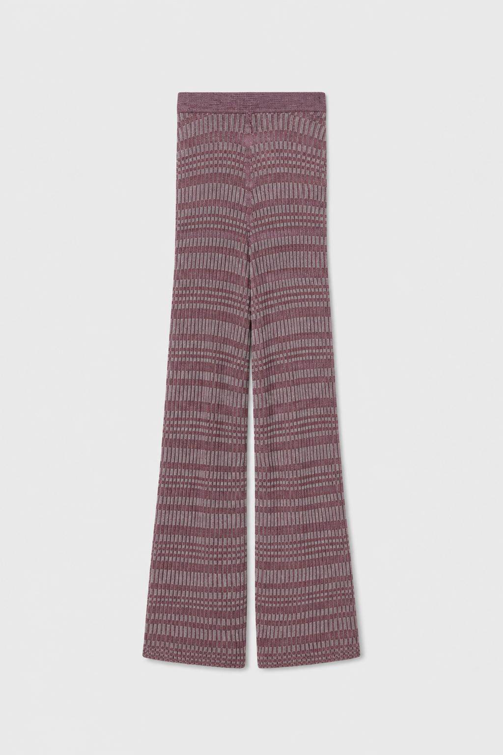MAUVE MICRO-CHECK KNITTED PANTS