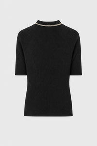 BLACK KNITTED T-SHIRT WITH CHAIN