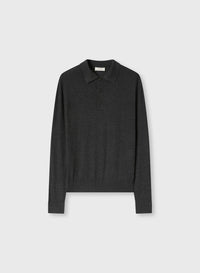 ANTHRACITE SIDE ARGYLE DETAIL LONG SLEEVE POLO