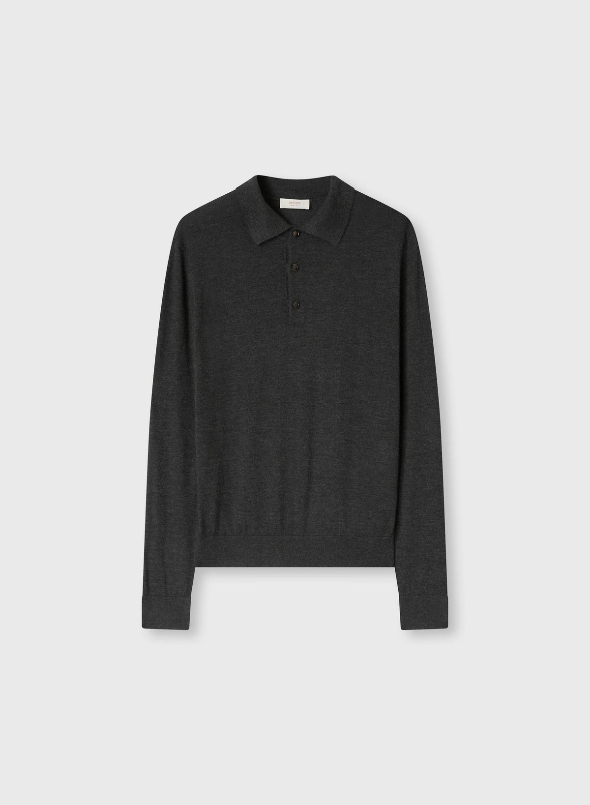 ANTHRACITE SIDE ARGYLE DETAIL LONG SLEEVE POLO