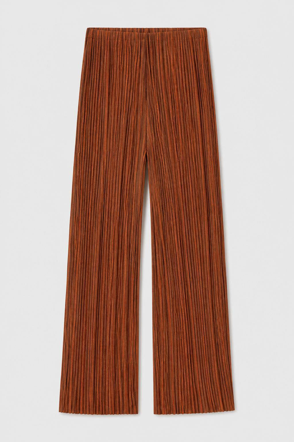 CHOCOLATE AND ORANGE STRIPED WIDE PANTS