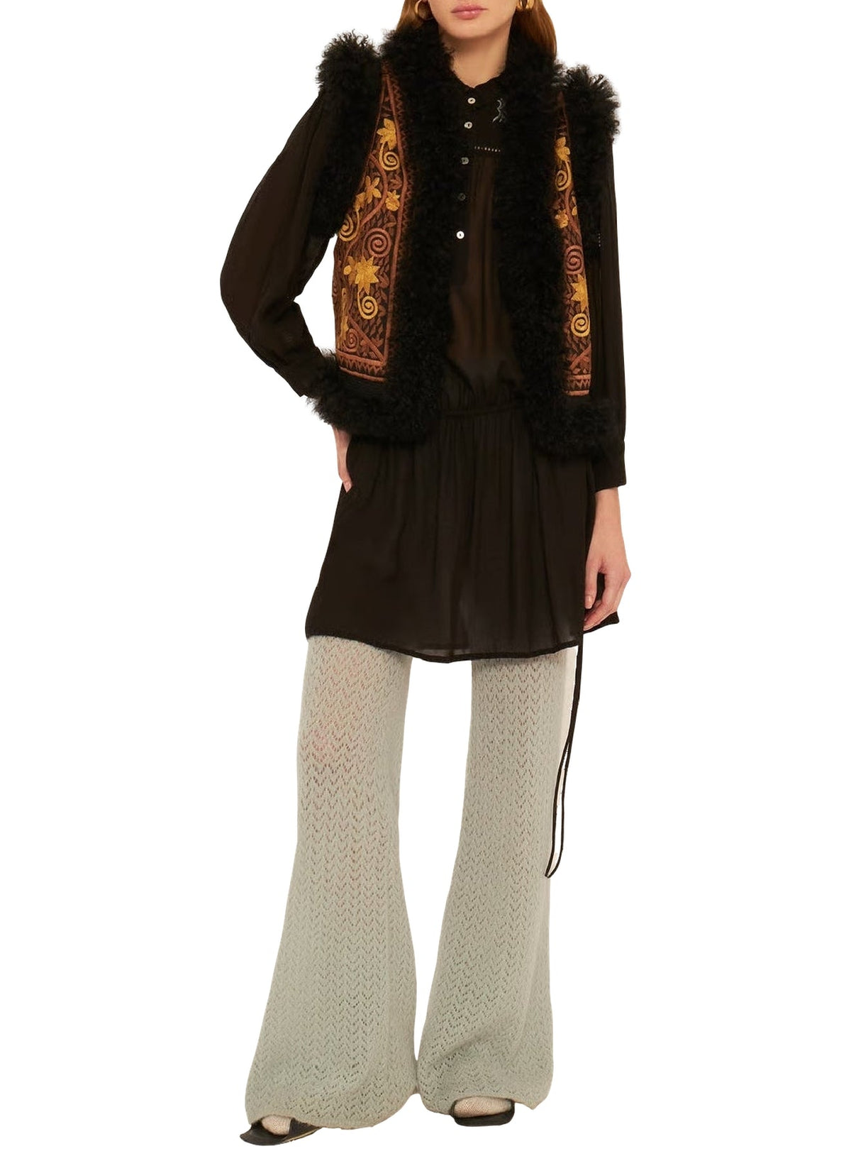 Robe courte brodée Igor - Black