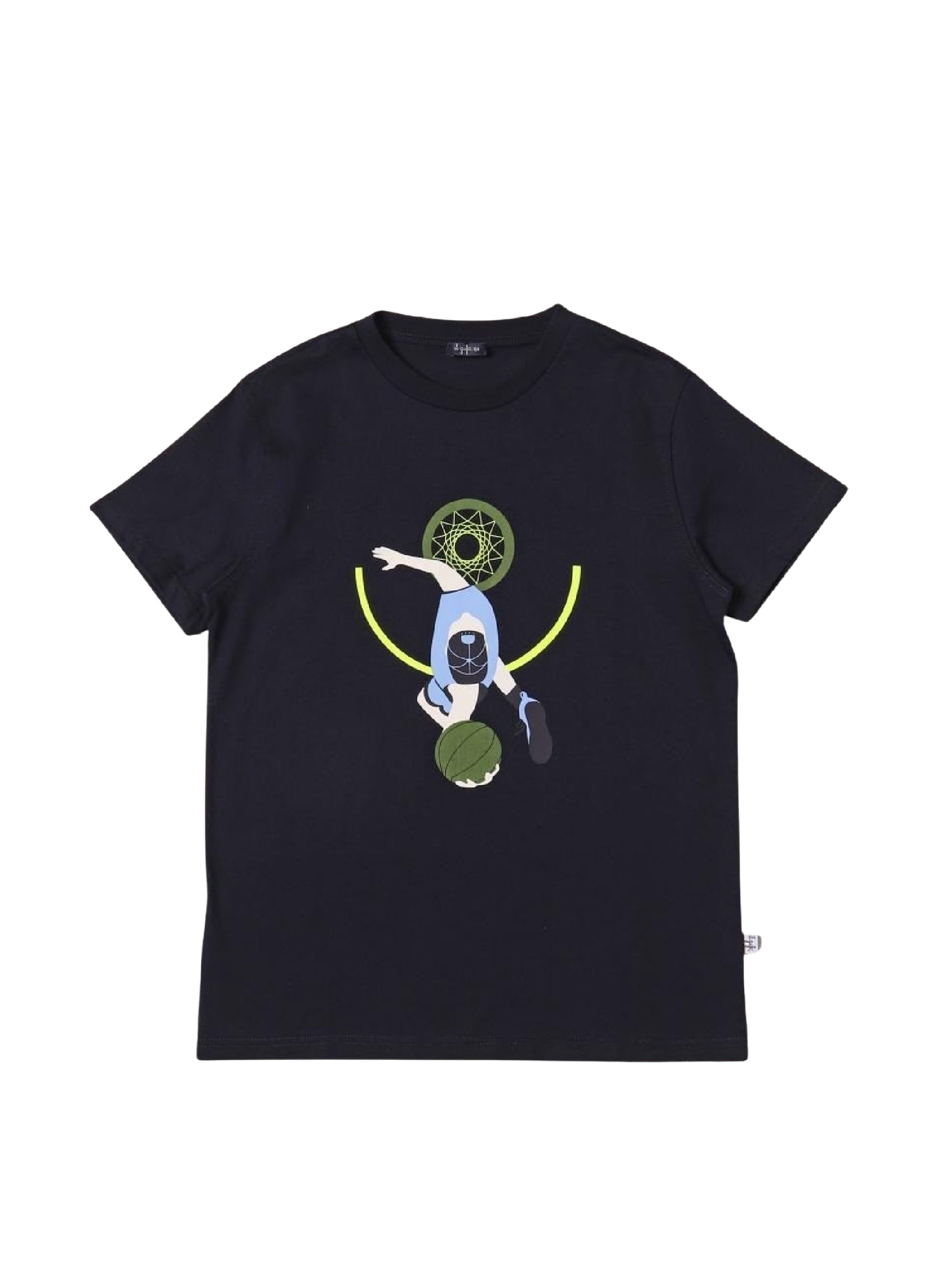 T-shirt blu con stampa cestista
