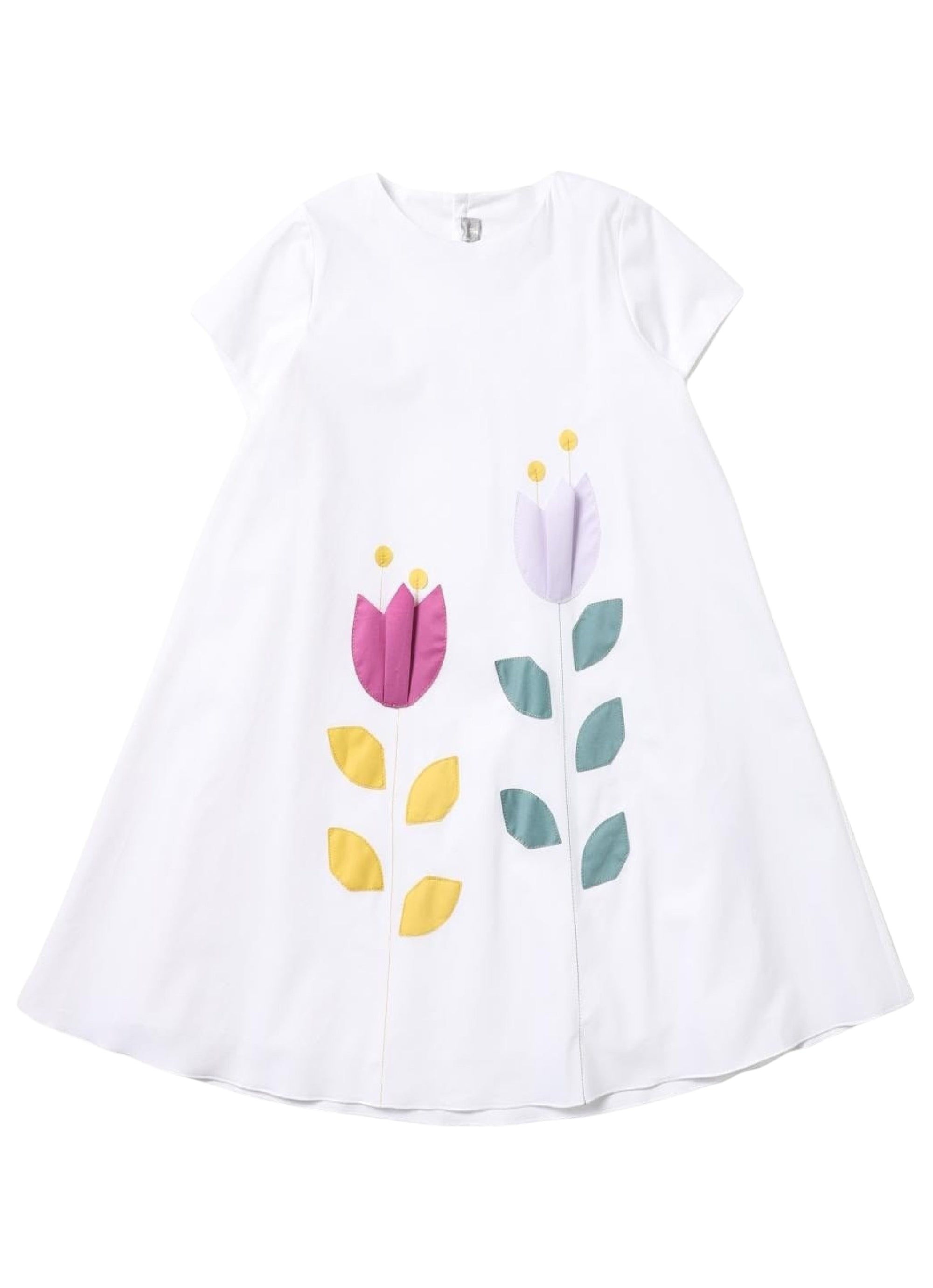 Abito bianco con fiori applicati