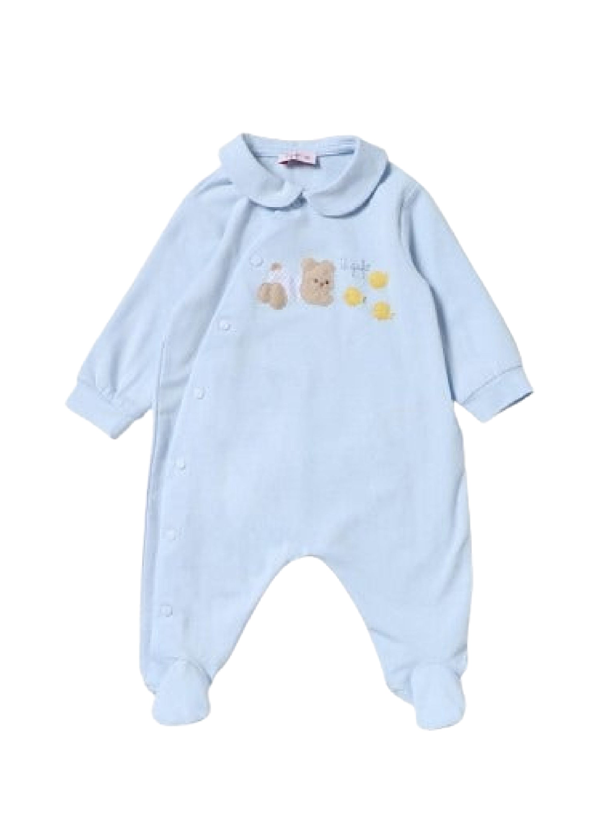 Tutina in jersey azzurro con orsetto