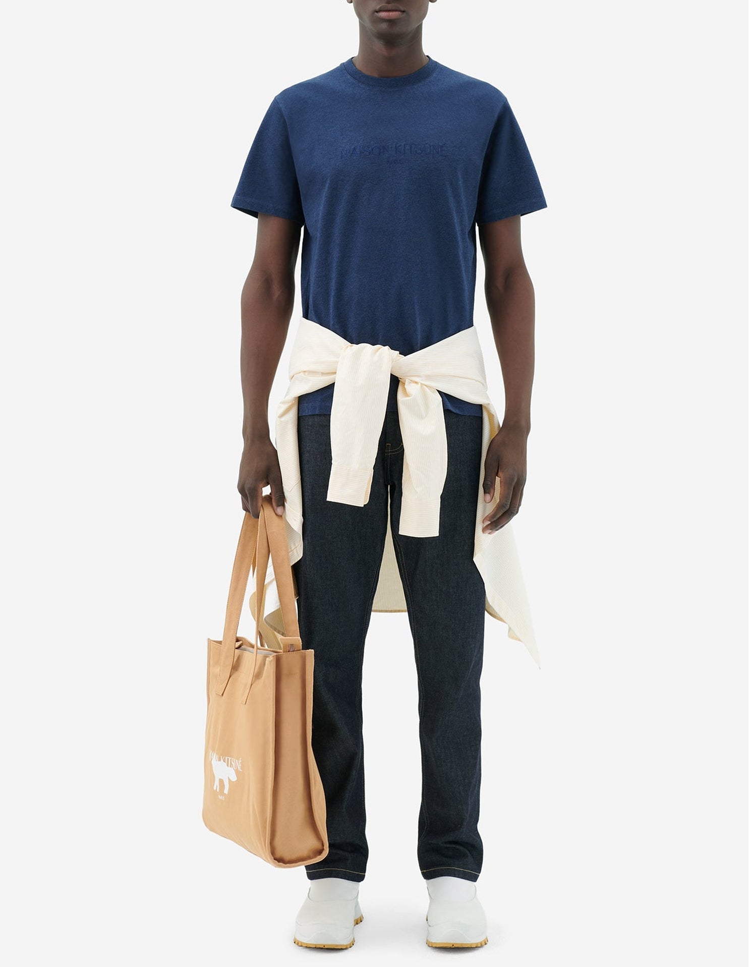 T-shirt avec broderie Maison Kitsuné - Navy Melange