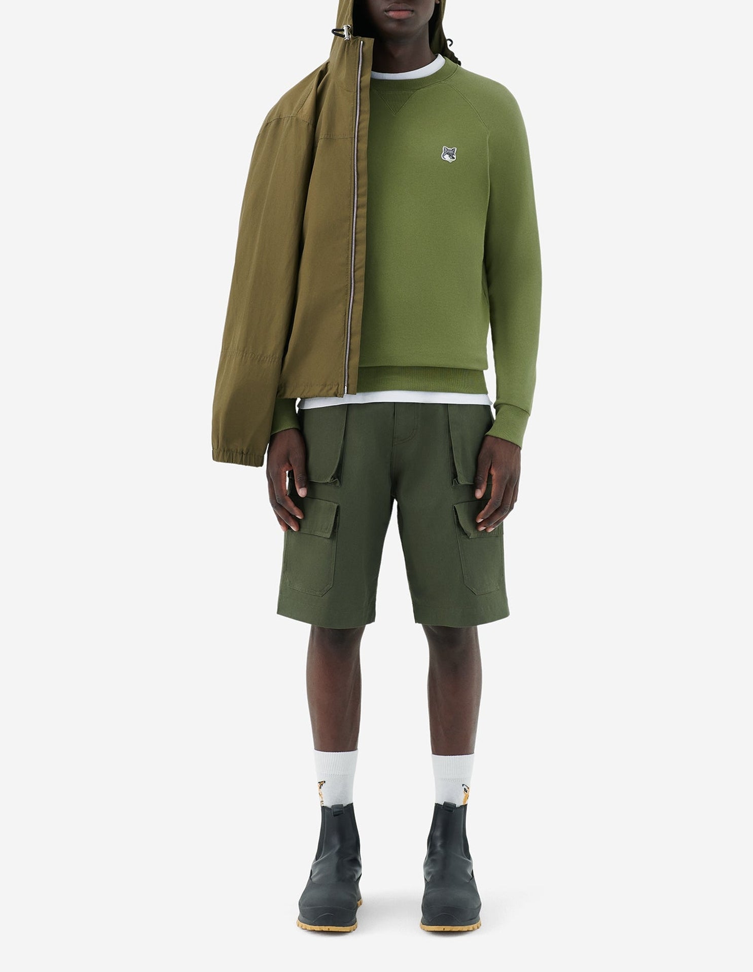Sweatshirt à col rond avec écusson - Dark Khaki