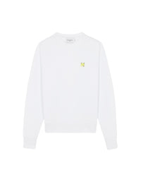 Sweatshirt à col rond avec écusson brodé - White